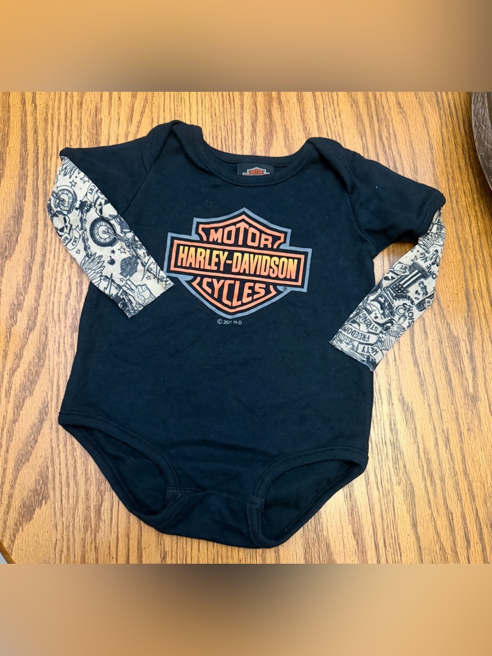 HARLEY-DAVIDSON  INFANT BOY'S MESH TATTOO SLEEVE CREEPE